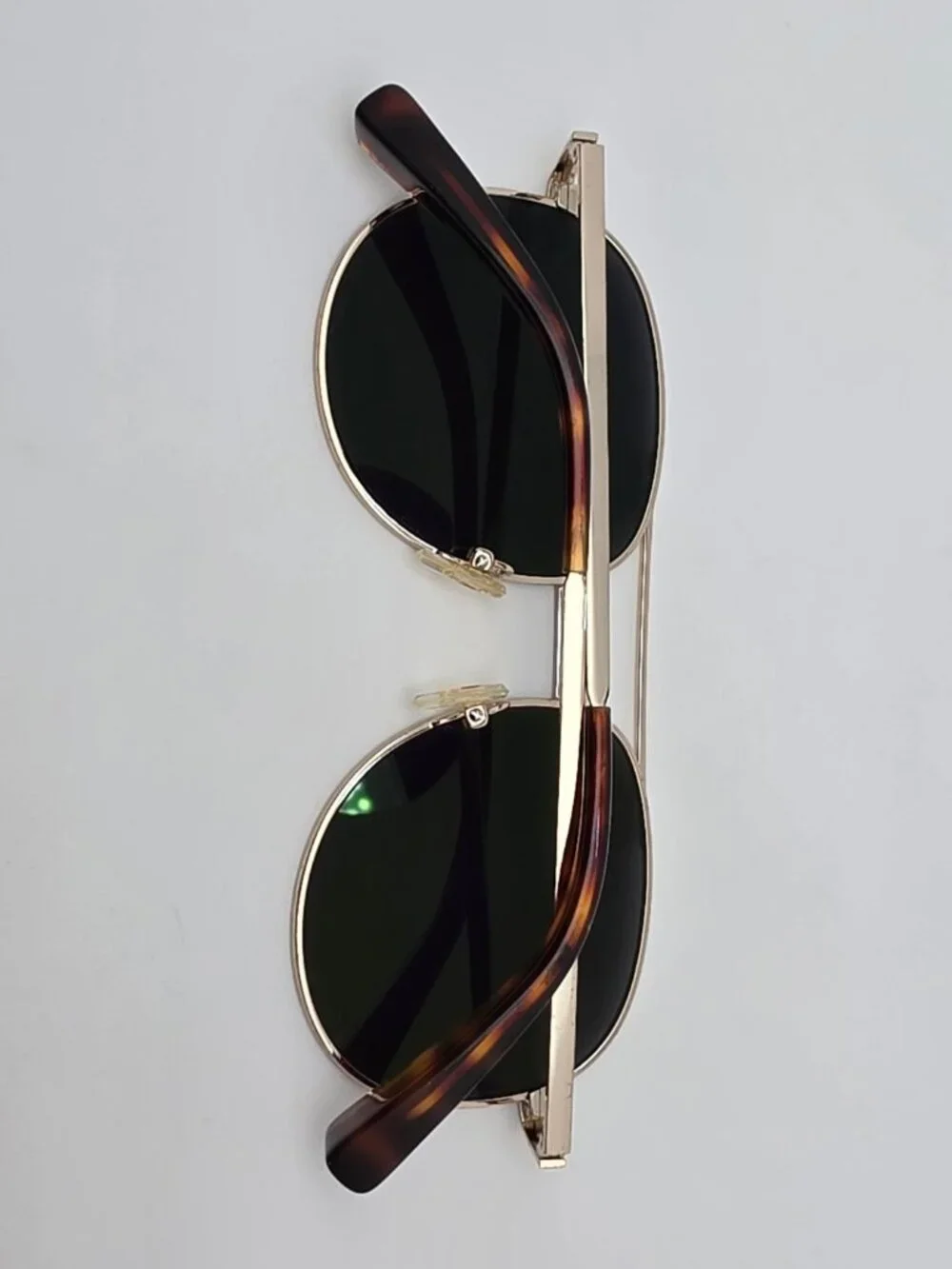 Elizabeth and James Watts Gold Tortoise Frame Grey Flat Lens Aviator Sunglasses